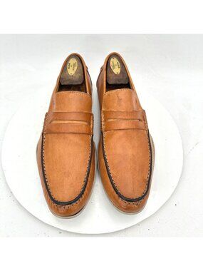 Harrys Of London Men Size 9 Brown Leather Pull On Penny Loafer Dress Shoes